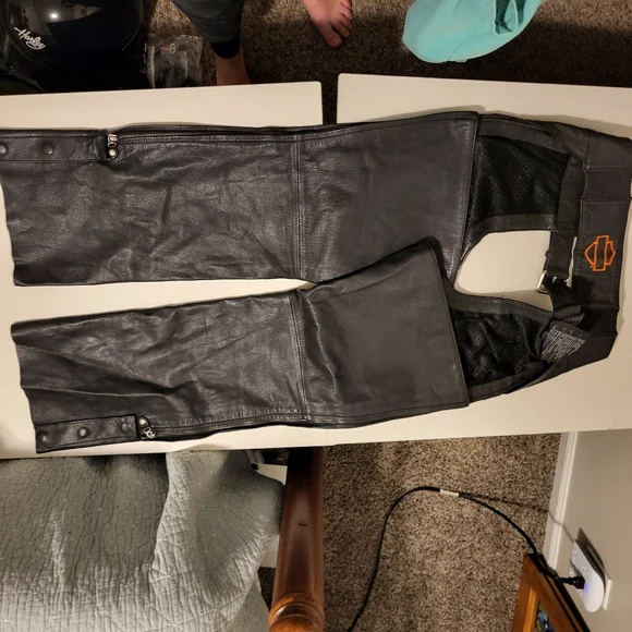 Harley Davidson Jacket and Chaps Set Orange Embroidery Large - Picture 14 of 16